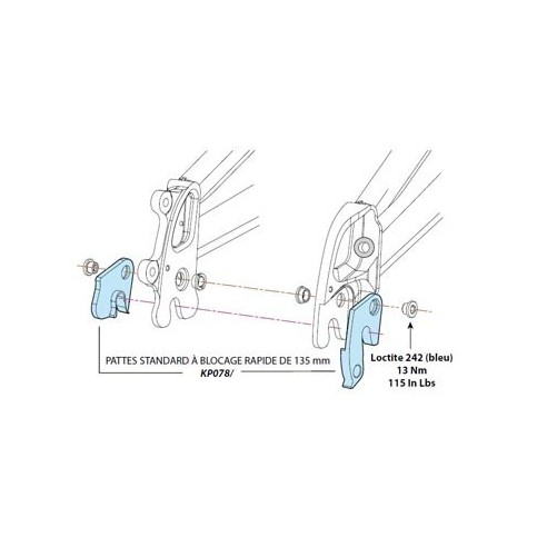 Cannondale standard axle 135mm QR dropouts Moto KP078