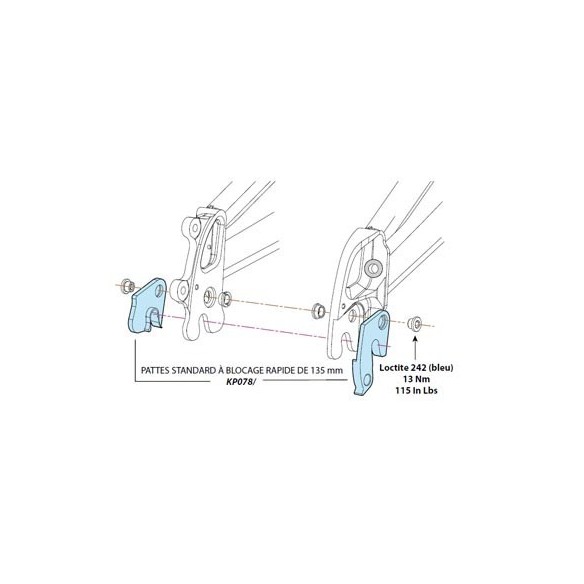 Cannondale standard axle 135mm QR dropouts Moto KP078