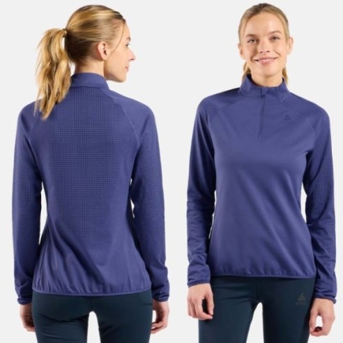 PULLOVER FEMME ODLO ZEROWEIGHT WARM HALF-ZIP RUNNING MID LAYER 2.0