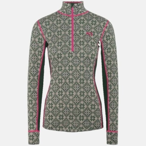 TSHIRT THERMIQUE FEMME KARI TRAA ROSE HALF ZIP BASE LAYER TOP 100% MERINO