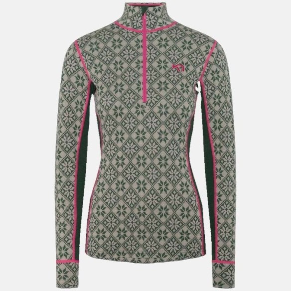 SAMARRETA TERMICA DONA KARI TRAA ROSE HALF ZIP BASE LAYER TOP 100% MERINO